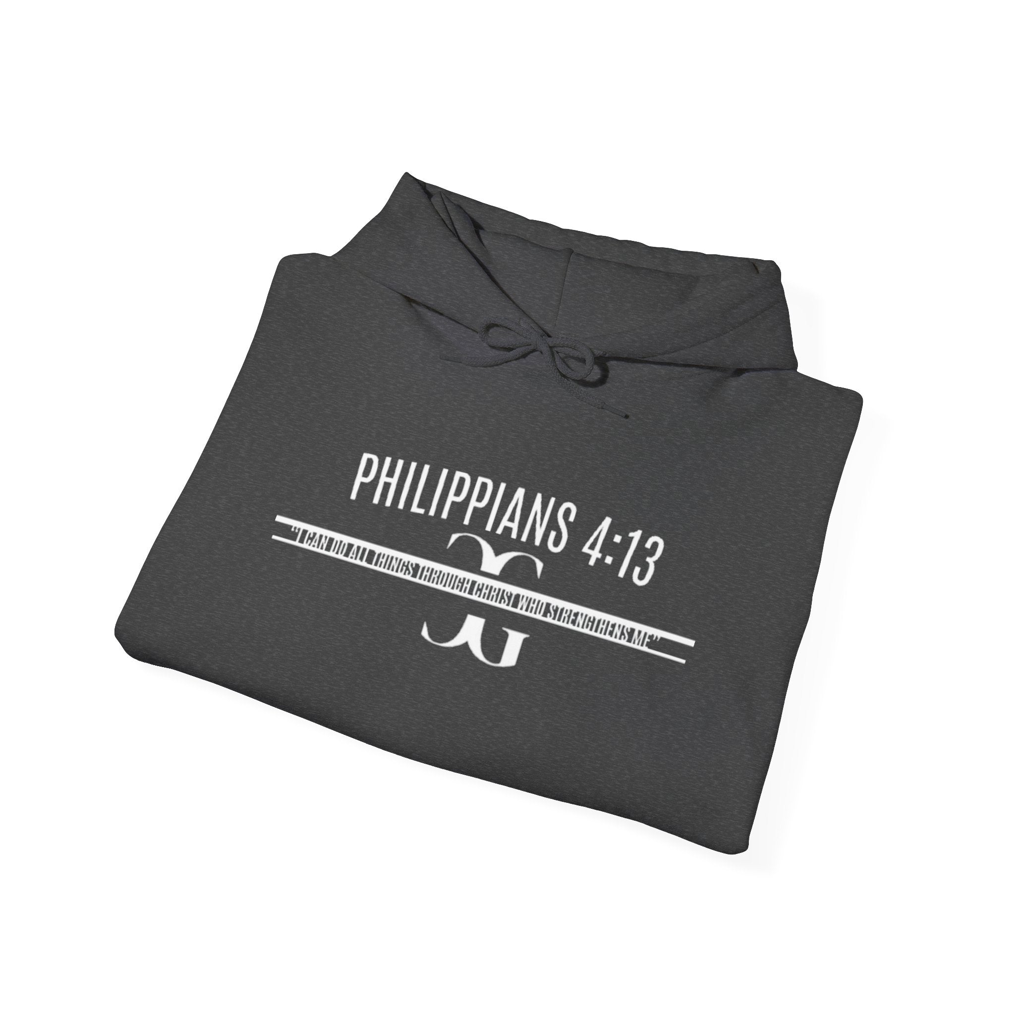 PHILIPPIANS 4:13 COTTON HOODIE (DARK)