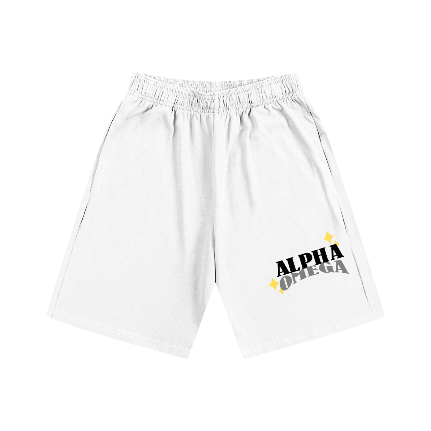 ALPHA OMEGA WHITE COTTON SHORTS