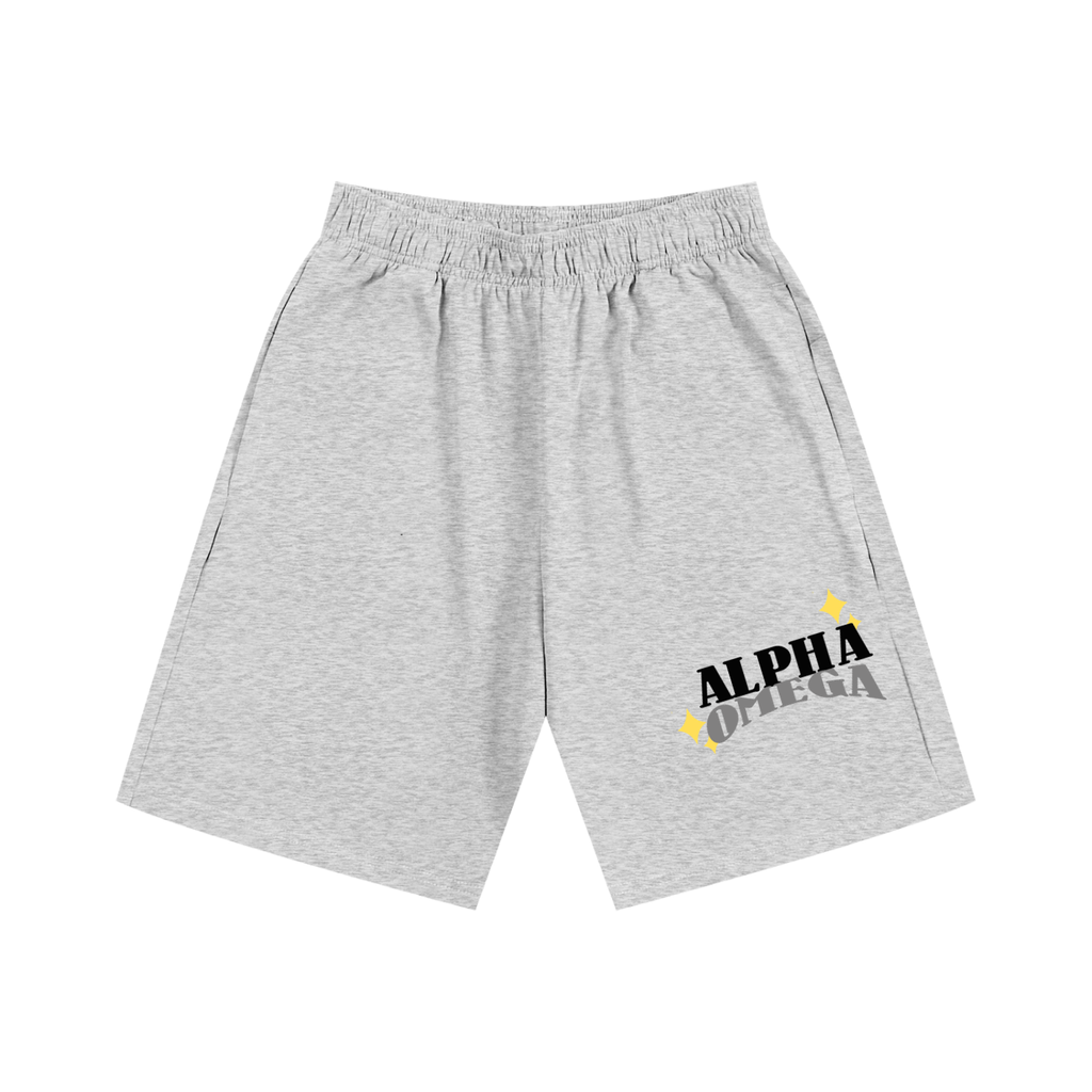 ALPHA OMEGA GREY COTTON SHORTS